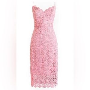 NWT J. Crew Guipure Lace Spaghetti Strap Dress in Pastel Pink